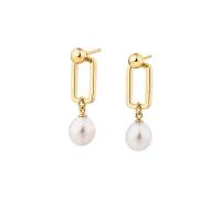 Brass Drop Earring Copper Alloy with Plastic Pearl real gold plated fashion jewelry & for woman nickel lead & cadmium free Sold By Pair