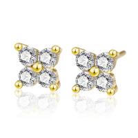 Cubic Zirconia Micro Pave Sterling Silver Earring, 925 Sterling Silver, plated, micro pave cubic zirconia & for woman, more colors for choice, 4.70x4.70mm, Sold By Pair