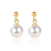 925 Sterling Silver Stud Earrings with Freshwater Pearl plated for woman Sold By Pair