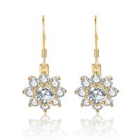 925 Sterling Silver Drop &  Dangle Earrings Snowflake plated micro pave rhinestone & for woman Sold By Pair