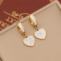 304 Stainless Steel Drop Earring gold color plated & for woman & with rhinestone Sold By Pair