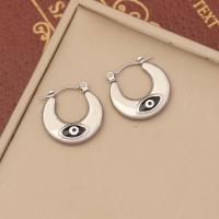 304 rustfrit stål Håndtaget tilbage Earring, Evil Eye, forskellige stilarter for valg & for kvinde & emalje, 30x20mm, Solgt af par