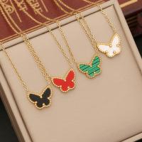 304 Stainless Steel Necklace with 2inch extender chain Butterfly gold color plated for woman & enamel Length Approx 15.7 Inch Sold By PC