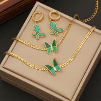 304 Stainless Steel Jewelry Set Butterfly gold color plated & for woman & enamel Sold By PC