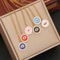 304 Stainless Steel Necklace with 2inch extender chain Evil Eye gold color plated for woman & enamel & with rhinestone Length Approx 15.7 Inch Sold By PC