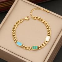 304 Stainless Steel Bracelet with Resin with 2inch extender chain gold color plated & for woman Length Approx 7 Inch Sold By PC