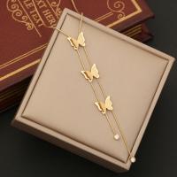 304 Stainless Steel Jewelry Set Butterfly gold color plated & for woman & with rhinestone Sold By PC