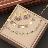 304 Stainless Steel Jewelry Set, Evil Eye, gold color plated, different styles for choice & for woman & enamel, Sold By PC