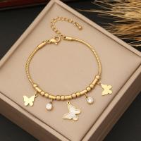 304 Stainless Steel Jewelry Set, with Plastic Pearl, Butterfly, gold color plated, different styles for choice & for woman & with rhinestone, Sold By PC