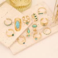 304 nehrđajućeg čelika Pljuska prst prsten, s tirkiz, zlatna boja pozlaćen, različitih stilova za izbor & za žene & emajl & s Rhinestone, Veličina:5.5, Prodano By PC