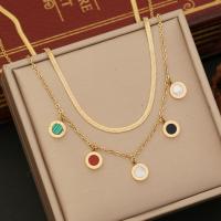 304 Stainless Steel Necklace, with 2inch extender chain, gold color plated, Double Layer & different styles for choice & for woman & enamel, Length:Approx 15.7 Inch, Sold By PC