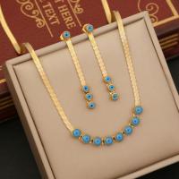304 Stainless Steel Jewelry Set Evil Eye gold color plated & for woman & enamel Sold By PC
