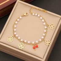 304 Stainless Steel Bracelet, with Seedbead & Plastic Pearl, with 2inch extender chain, gold color plated, Double Layer & different styles for choice & for woman, Length:Approx 7 Inch, Sold By PC