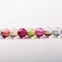 Crackle kvarts pärlor, Rund, polerad, Naturligt & DIY & olika storlek för val, flerfärgad, Såld Per Ca 36.5-40 cm Strand