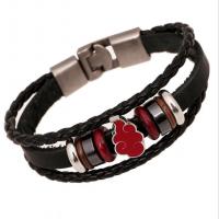 Cowhide Bracelet, Full Grain Cowhide Leather, with Tibetan Style, handmade, three layers & fashion jewelry & Unisex & different styles for choice & enamel, more colors for choice, 10mm, Length:20 cm, Sold By PC