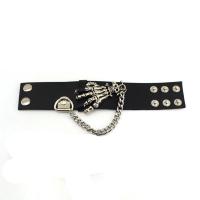PU leder koord armbanden, met Ijzer & Zinc Alloy, handgemaakt, mode sieraden & uniseks, zwart, 40mm, Lengte 22 cm, Verkocht door PC