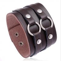 Cowhide Bracelet Split Layer Cowhide Leather with Iron & Zinc Alloy handmade fashion jewelry & Unisex 50mm Length 23.4 cm Sold By PC