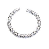Brass Bracelet & Bangle, with Cubic Zirconia, Heart, platinum color plated, fashion jewelry & for woman, nickel, lead & cadmium free, 7mm, Length:Approx 16.8 cm, Sold By PC