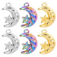 Stainless Steel Pendants, 304 Stainless Steel, Moon and Star, Vacuum Ion Plating, fashion jewelry & DIY, more colors for choice, 11x17mm, Sold By PC