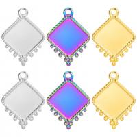 Stainless Steel Pendant Setting, 304 Stainless Steel, Square, Vacuum Ion Plating, fashion jewelry & DIY, more colors for choice, 15x21mm, Sold By PC