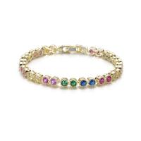 Brass Bracelet & Bangle, with Cubic Zirconia, plated, fashion jewelry & for woman, more colors for choice, nickel, lead & cadmium free, 4mm, Length:Approx 17.3 cm, Sold By PC