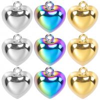 Stainless Steel Heart Pendants, 304 Stainless Steel, Vacuum Ion Plating, fashion jewelry & DIY, more colors for choice, 14x15mm, Sold By PC