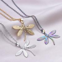 Stainless Steel Jewelry Necklace, 304 Stainless Steel, with 5cm extender chain, Dragonfly, Vacuum Ion Plating, fashion jewelry & for woman, more colors for choice, 28x35mm, Length:Approx 45 cm, Sold By PC