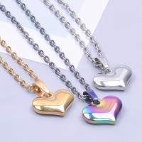 Stainless Steel Jewelry Necklace, 304 Stainless Steel, Heart, Vacuum Ion Plating, fashion jewelry & for woman, more colors for choice, 15x12mm, Length:Approx 50 cm, Sold By PC