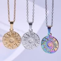 Stainless Steel Jewelry Necklace, 304 Stainless Steel, Flat Round, Vacuum Ion Plating, fashion jewelry & different styles for choice & for woman, more colors for choice, 15x18mm, Length:Approx 50 cm, Sold By PC