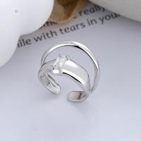 Cubic Zirconia Micro bane Sterling sølv ringe, 925 Sterling Sølv, mode smykker & Micro Pave cubic zirconia & for kvinde, nikkel, bly & cadmium fri, 14mm, Solgt af PC
