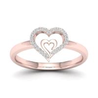 Tibetan Style Finger Ring, Heart, rose gold color plated, fashion jewelry & different size for choice & for woman & with rhinestone, nickel, lead & cadmium free, Sold By PC