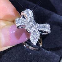 Zinc Alloy Finger Ring Bowknot fashion jewelry & for woman & with rhinestone nickel lead & cadmium free Sold By PC