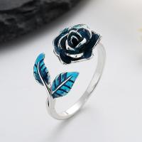925 Sterling Silver Finger Rings Rose Antique finish fashion jewelry & for woman & epoxy gel nickel lead & cadmium free 11mm Sold By PC