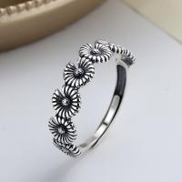 925 Sterling Silver Finger Rings, Daisy, Antique finish, fashion jewelry & for woman, nickel, lead & cadmium free, 6mm, Sold By PC