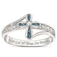 Cink Alloy Finger Ring, Križ, modni nakit & različite veličine za izbor & za žene & s Rhinestone, nikal, olovo i kadmij besplatno, Prodano By PC