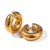 Acier inoxydable 304 Clip boucle d’oreille, Plaqué d'or 18K, bijoux de mode & pour femme, doré, 29.20x9.80mm, Vendu par paire