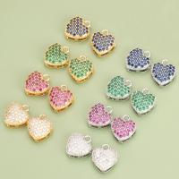Cubic Zirconia Micro Pave Brass Pendant, Heart, plated, DIY & micro pave cubic zirconia, more colors for choice, nickel, lead & cadmium free, 10.20x9.70mm, 6PCs/Bag, Sold By Bag