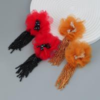 Fashion Fringe Earrings Zinc Alloy with Cloth & Glass fashion jewelry & for woman nickel lead & cadmium free Sold By Pair