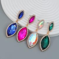 Tibetan Style Drop Earrings, with Glass Rhinestone, fashion jewelry & for woman, more colors for choice, nickel, lead & cadmium free, 67x23mm, Sold By Pair