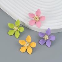 Zinc Alloy Stud Earring Flower painted fashion jewelry & for woman nickel lead & cadmium free Sold By Pair