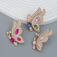 Tibetan Style Stud Earring, Butterfly, fashion jewelry & for woman & with rhinestone, more colors for choice, nickel, lead & cadmium free, 45x36mm, Sold By Pair