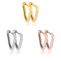 Stainless Steel Lever Back Earring, 304 Stainless Steel, Triangle, Vacuum Ion Plating, fashion jewelry & for woman & with rhinestone, more colors for choice, 19x16.50x2.50mm, Sold By Pair