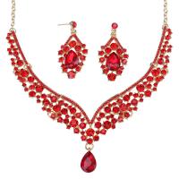 Tibetan Style Jewelry Sets, with Crystal, with 1.97inch extender chain, 2 pieces & for woman & with rhinestone, more colors for choice, nickel, lead & cadmium free, 60mm, Length:Approx 17.72 Inch, Sold By Set