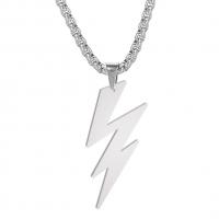 Stainless Steel Jewelry Necklace, 304 Stainless Steel, Lightning Symbol, polished, fashion jewelry & for man, original color, 43x16.40mm, Length:60 cm, Sold By PC