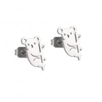 Stainless Steel Stud Earrings, 304 Stainless Steel, Koala, fashion jewelry & for woman, original color, 7.70x12mm, Sold By Pair
