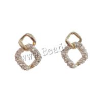 Cubic Zirconia Micro Pave Brass Earring with Plastic Pearl gold color plated fashion jewelry & micro pave cubic zirconia & for woman white nickel lead & cadmium free Sold By Pair