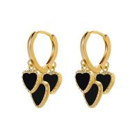Brass Huggie Hoop Earring Heart plated fashion jewelry & for woman & enamel nickel lead & cadmium free Sold By Pair