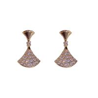 Cubic Zirconia Micro Pave Brass Earring, gold color plated, fashion jewelry & micro pave cubic zirconia & for woman, nickel, lead & cadmium free, 12x22mm, Sold By Pair