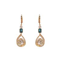 Cubic Zirconia Micro Pave Brass Earring, Teardrop, gold color plated, fashion jewelry & micro pave cubic zirconia & for woman, mixed colors, nickel, lead & cadmium free, 12x47mm, Sold By Pair