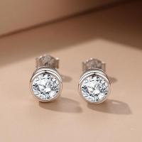 925 Sterling Silver Stud Earrings, plated, different size for choice & micro pave rhinestone & for woman, silver color, Sold By Pair